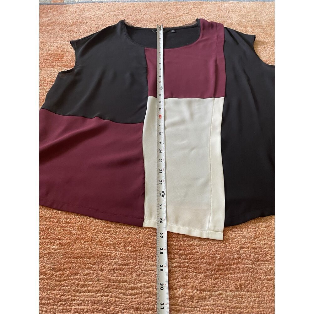 Simply Vera Vera Wang Colorblock Sleeveless Top Tunic 1X Burgundy Black Cream Bl - Picture 4 of 7